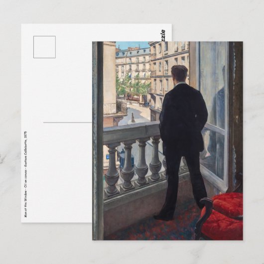 Carte Postale Gustave Caillebotte - Homme à la fenêtre (Devant / Derrière)