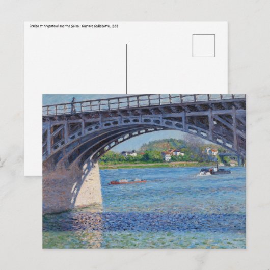 Carte Postale Gustave Caillebotte - Pont à Argenteuil & Seine (Devant / Derrière)