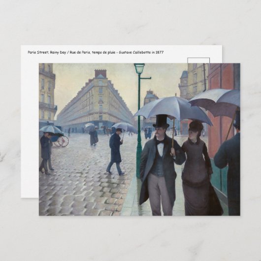 Carte Postale Gustave Caillebotte - Rue de Paris par temps de pl (Devant / Derrière)