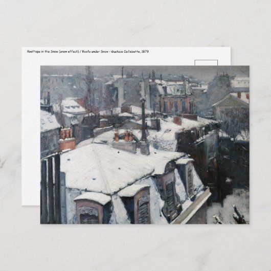 Carte Postale Gustave Caillebotte - Toits dans la neige (Devant / Derrière)