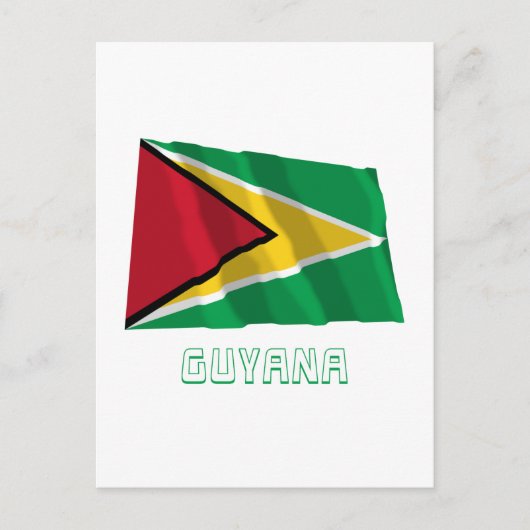Carte Postale Guyana Waving Drapeau avec nom (Devant)