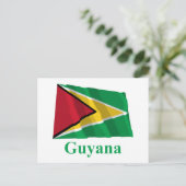 Carte Postale Guyana Waving Drapeau avec nom (Debout devant)