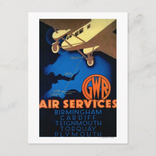 Carte Postale GWR Air Services Poster Vintage Europe (Devant)