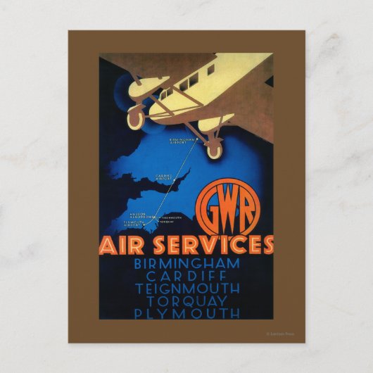 Carte Postale GWR Air Services Poster Vintage Europe (Devant)