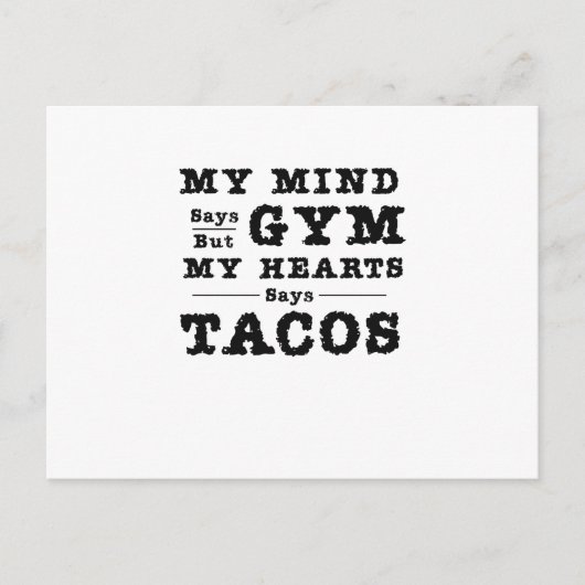 Carte Postale Gym amusant Mon esprit dit gym mais mon coeur dit (Devant)