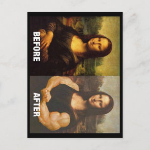 Carte Postale Gym Mona Lisa Avant & Après Funny Fitness