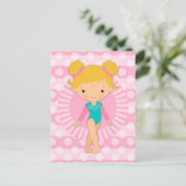 Carte Postale Gymnaste Cute Pink Aqua Blonde (Debout devant)