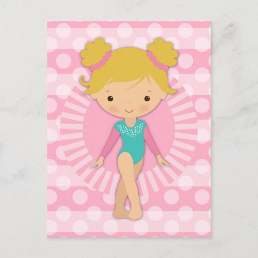 Carte Postale Gymnaste Cute Pink Aqua Blonde (Devant)