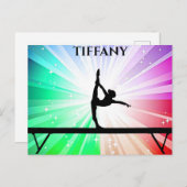 Carte Postale Gymnaste de fille en équilibre sur la flambée arc- (Devant / Derrière)