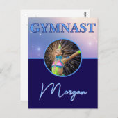 Carte Postale Gymnaste Deep Royal Custom Photo et nom (Devant / Derrière)