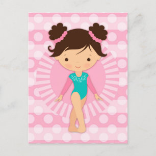 Carte Postale Gymnaste - Gymnastique mignonne Rose Turquoise