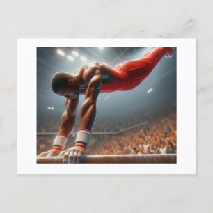 Carte Postale Gymnaste sur les barres parallèles,