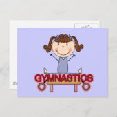 Carte Postale GYMNASTICS - Brunette Girl Splits T-shirts et cade (Devant / Derrière)