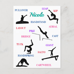 Carte Postale Gymnastique Compétences Typographie