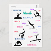 Carte Postale Gymnastique Compétences Typographie (Devant / Derrière)