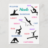 Carte Postale Gymnastique Compétences Typographie (Devant)