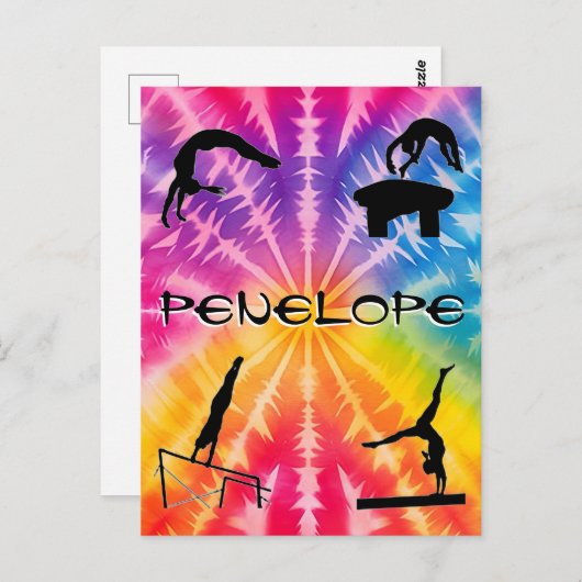 Carte Postale Gymnastique des filles Cravate arc-en-ciel (Devant / Derrière)