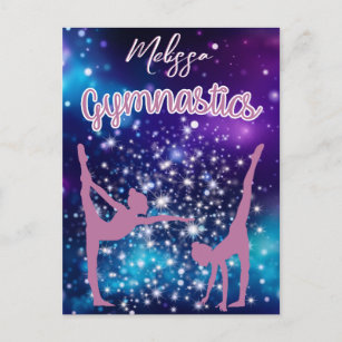 Carte Postale Gymnastique Galaxie Purple Turquoise Personnalisé