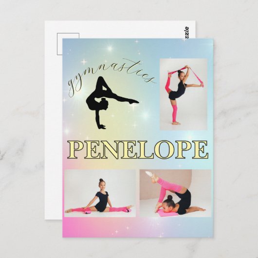 Carte Postale Gymnastique Pastel Arc-en-ciel Gradient 3 Photo Pe (Devant / Derrière)