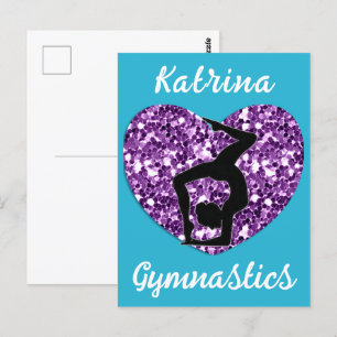 Carte Postale Gymnastique Turquoise et Violet Personnalisé 