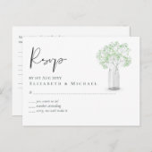 Carte Postale Gypsophila Babys Respire Mariage simple RSVP (Devant / Derrière)