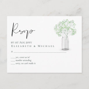 Carte Postale Gypsophila Babys Respire Mariage simple RSVP