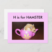 Carte Postale "H" est pour Hamster Alphabet (Devant / Derrière)