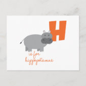 Carte Postale H est pour Hippopotame (Devant)
