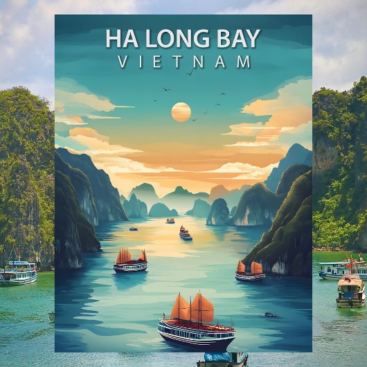 Carte Postale Ha Long Bay Vietnam Retro Southeast Asia Coastal