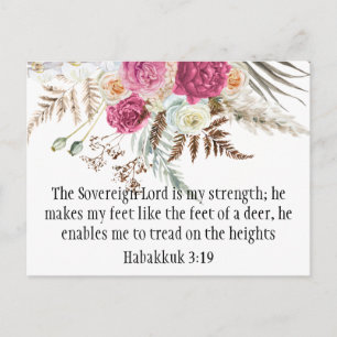 Carte Postale Habakkuk 3:19 Bible Verse Motivational Postcard