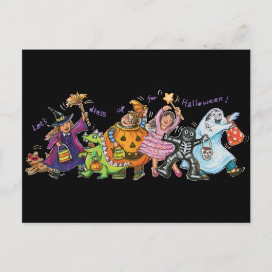 Carte Postale Habille-toi pour Halloween (Devant)