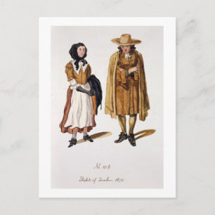 Carte Postale Habits de Quakers, 1675 (gravure colorée)