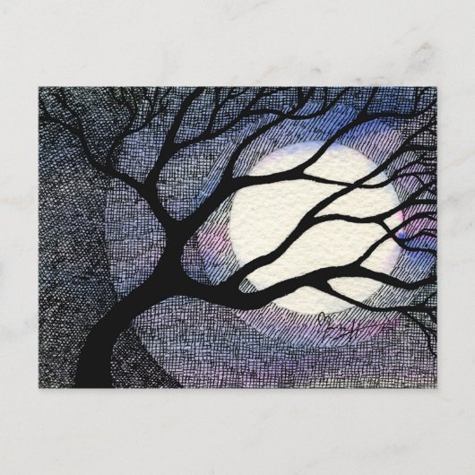 Carte Postale Hachure de la croix de l'arbre et de la lune (Devant)