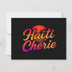 Carte postale Haïti Chérie – Sunset tropical néon