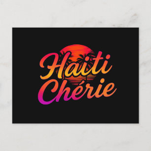 Carte postale Haïti Chérie – Sunset tropical néon