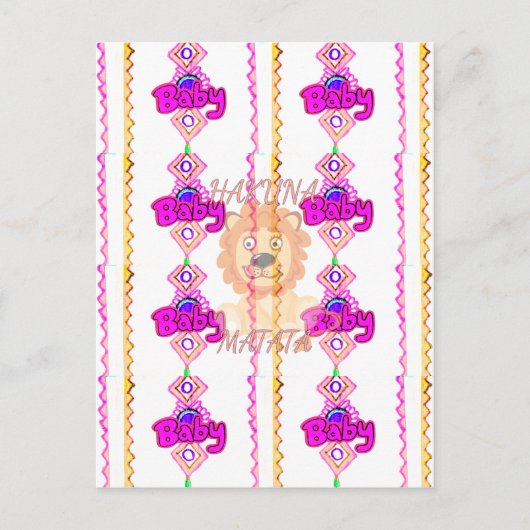 Carte Postale Hakuna Matata : Beau bébé Lion Design Motif (Devant)