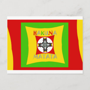 Carte Postale Hakuna Matata Rasta Couleur Rouge Or Vert