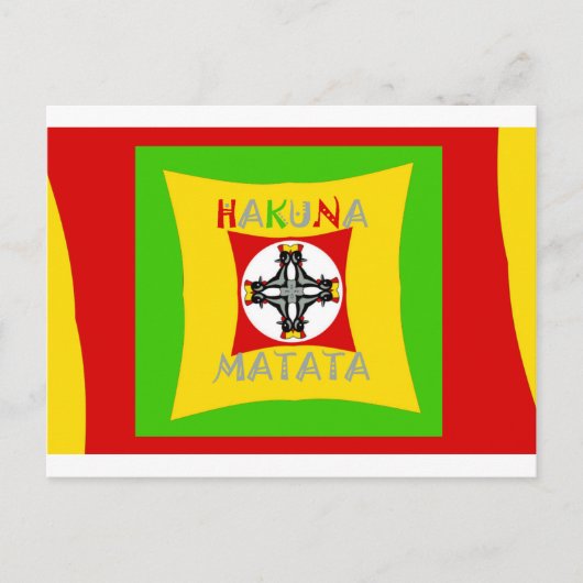 Carte Postale Hakuna Matata Rasta Couleur Rouge Or Vert (Devant)