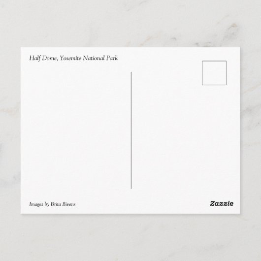 Carte Postale Half Dome, Yosemite, CA (Dos)