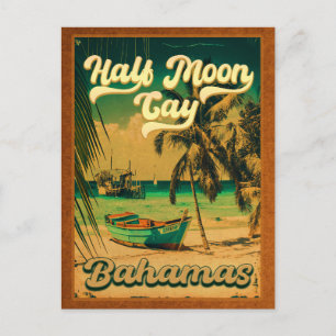 Carte Postale Half Moon Cay Bahamas Retro Vintage Vacances 60s
