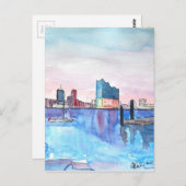 Carte Postale Hall Philharmonique Elbe Et Skyline Du Port De Ham (Devant / Derrière)