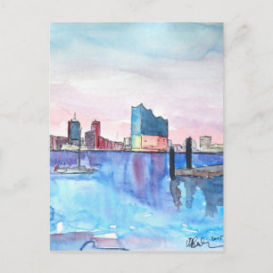 Carte Postale Hall Philharmonique Elbe Et Skyline Du Port De Ham