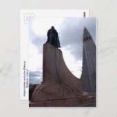 Carte Postale Hallgrímskirkja et statue de Leifur Eiríksson (Devant / Derrière)