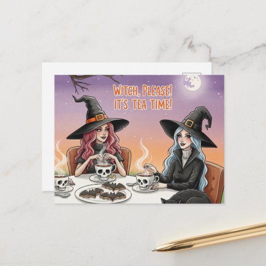 Carte postale Halloween (Devant/Arrière en situation)