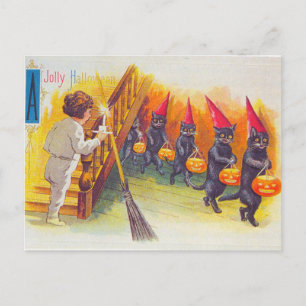 Carte Postale Halloween à la gelée (chats noirs)
