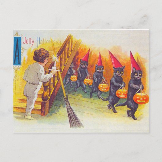 Carte Postale Halloween à la gelée (chats noirs) (Devant)