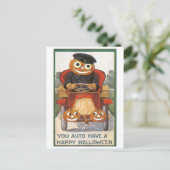 Carte Postale Halloween à l'ancienne, chauffeur Citrouille (Debout devant)