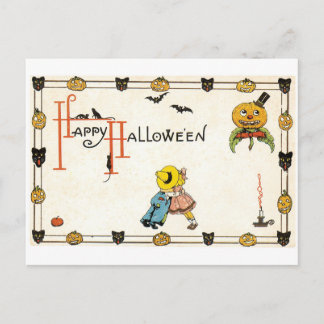 Carte Postale Halloween à l'ancienne, couple