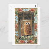 Carte Postale Halloween à l'ancienne, hibou (Devant / Derrière)