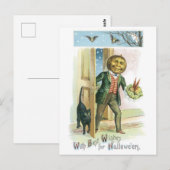 Carte Postale Halloween à l'ancienne, homme Citrouille (Devant / Derrière)